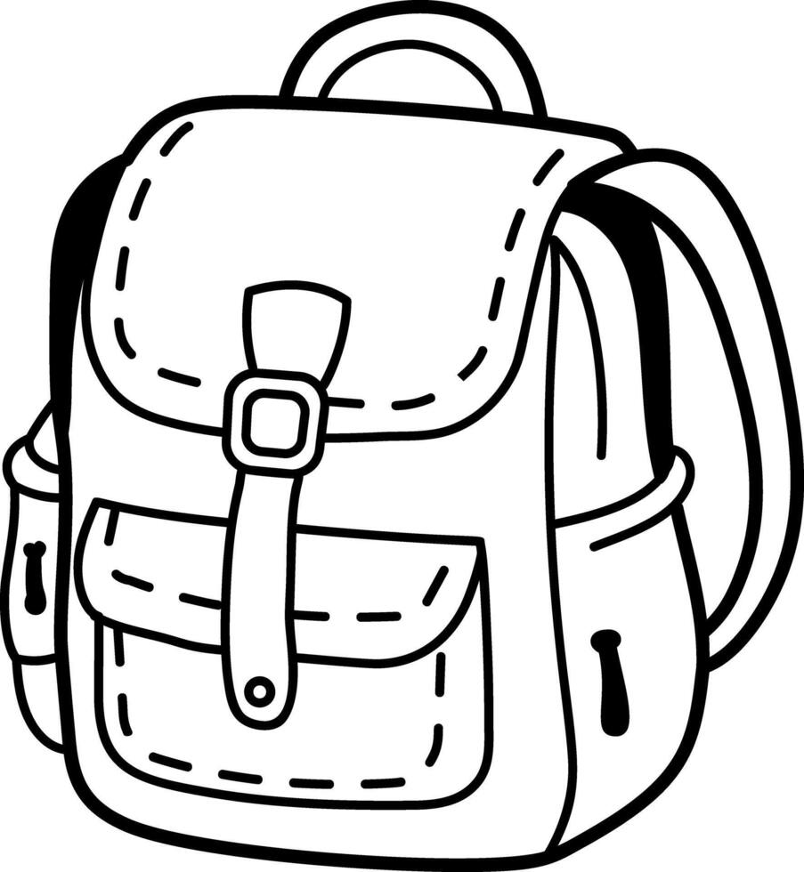 A doodle style icon of a leather bag vector