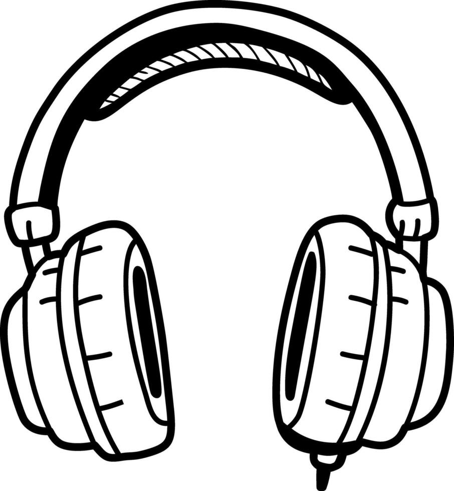 Headphones icon in hand drawn style vector