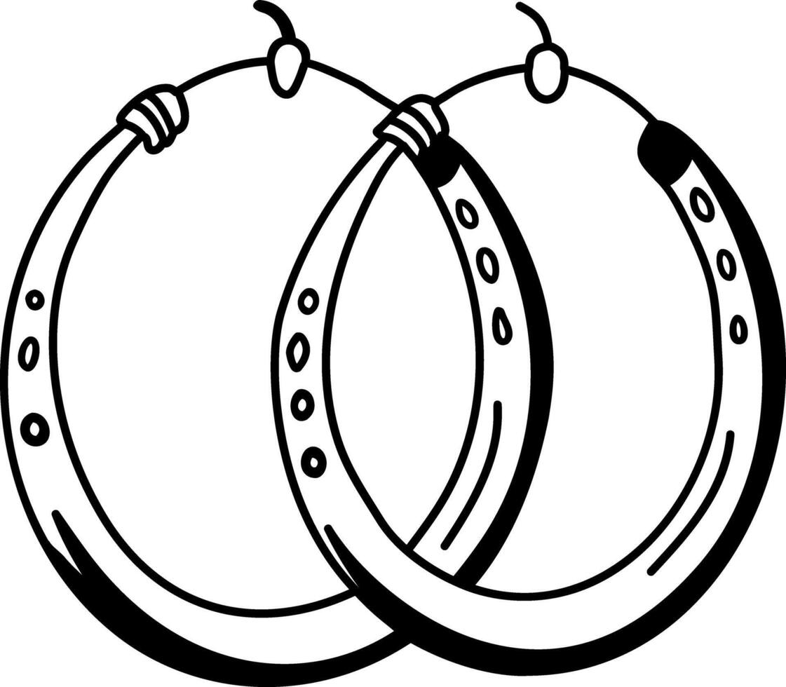 Hoop earrings icon in doodle style vector
