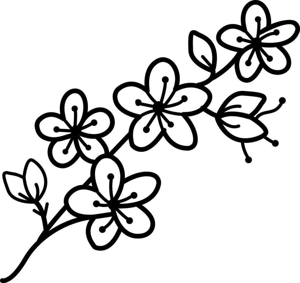 Cherry flowers icon in doodle style vector