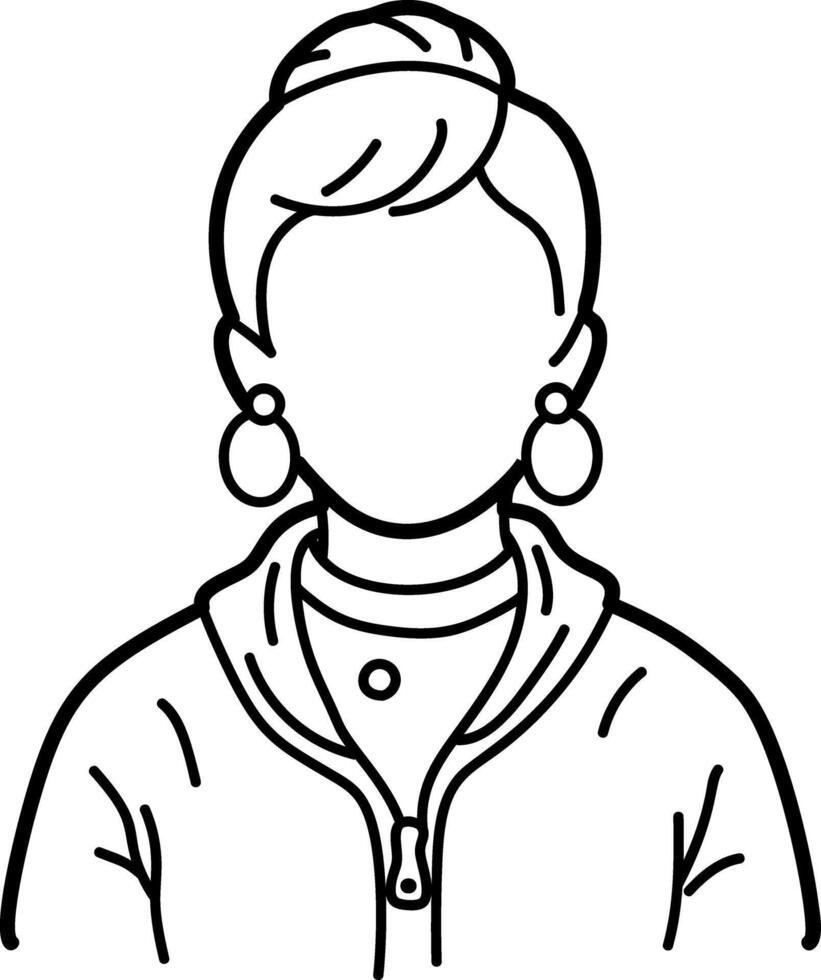 Bun hairstyle icon in doodle style vector