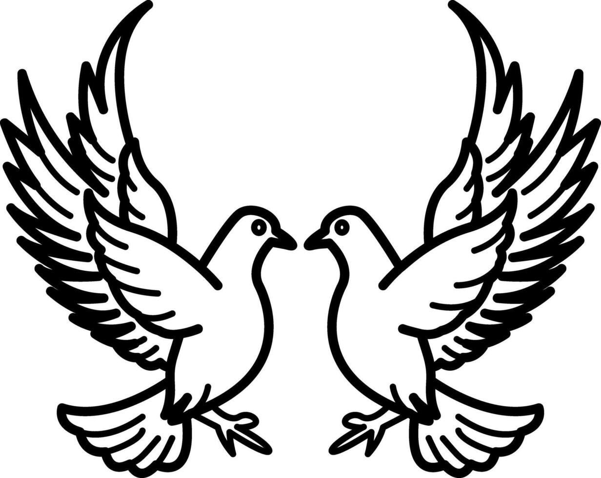 A sketchy icon of dove pair vector