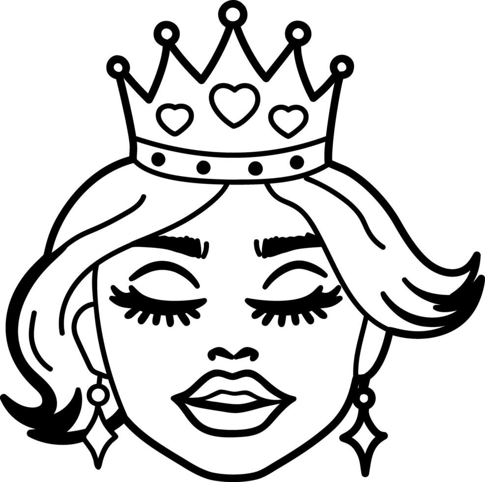 Crowned girl icon in doodle style vector