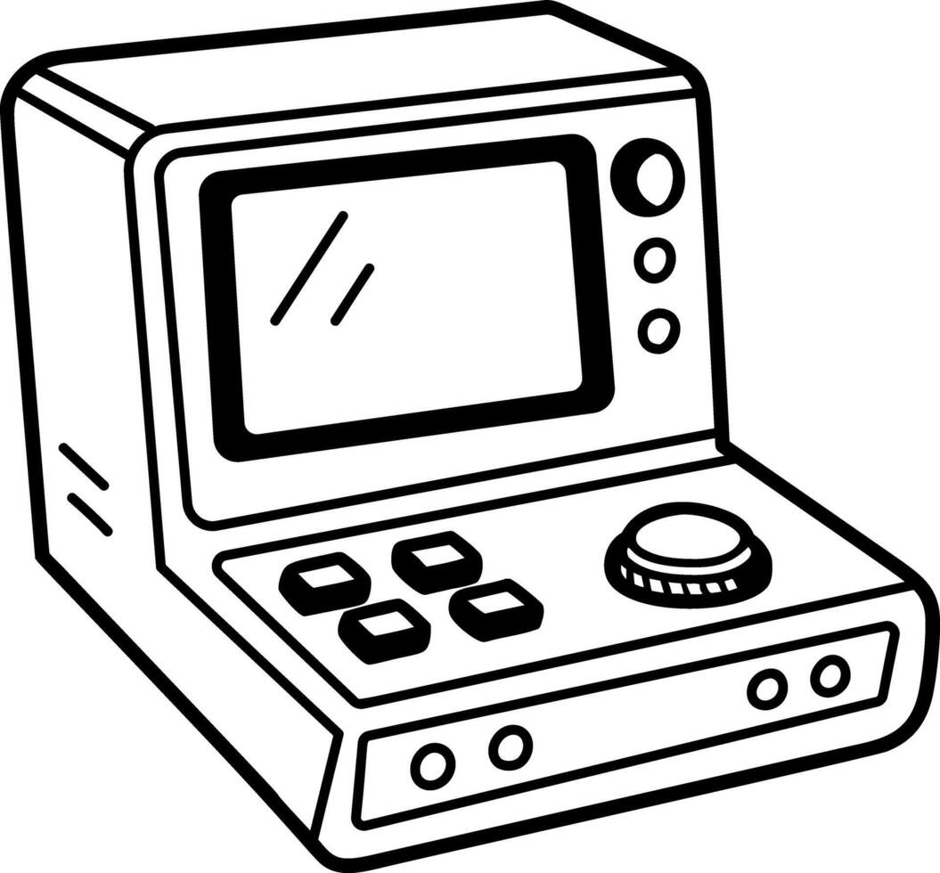 Retro game icon in doodle style vector