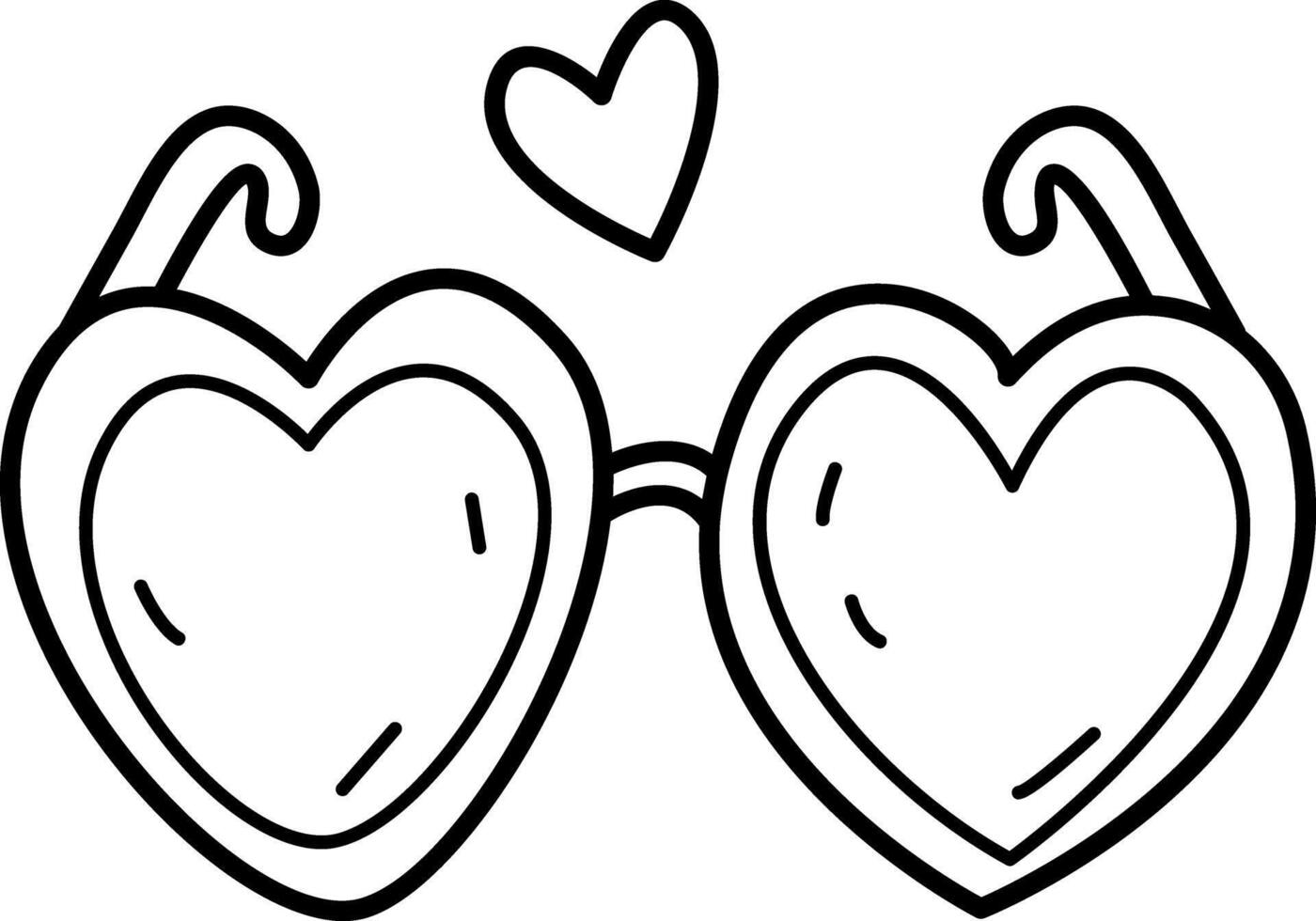 Beautiful heart glasses icon in doodle style vector
