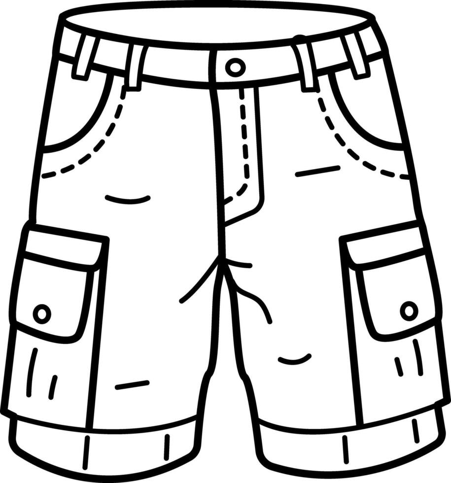 Cargo shorts icon in doodle style vector
