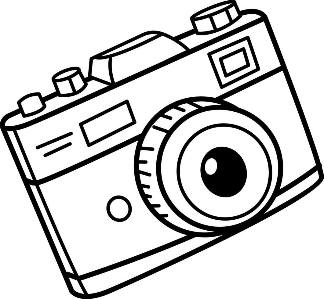 Digital camera icon in doodle style vector