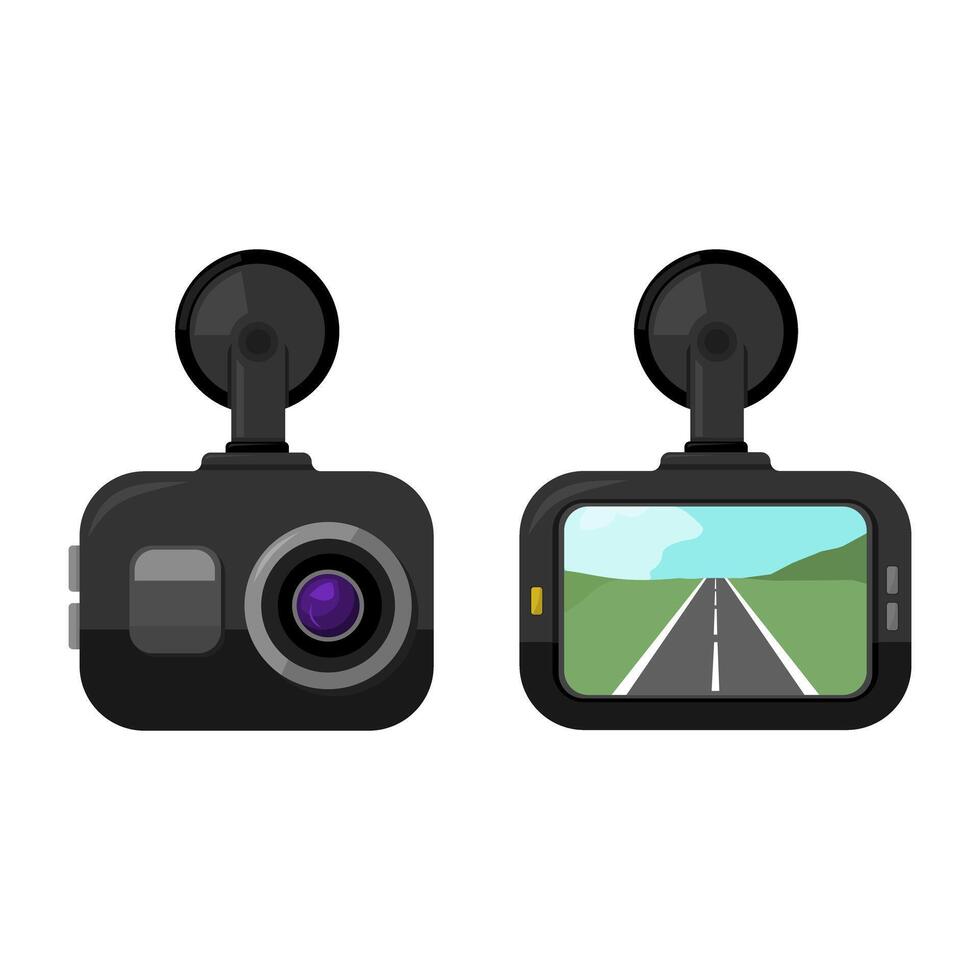 Dashcam Road Recorder Cartoon Color Illustration Icon vector