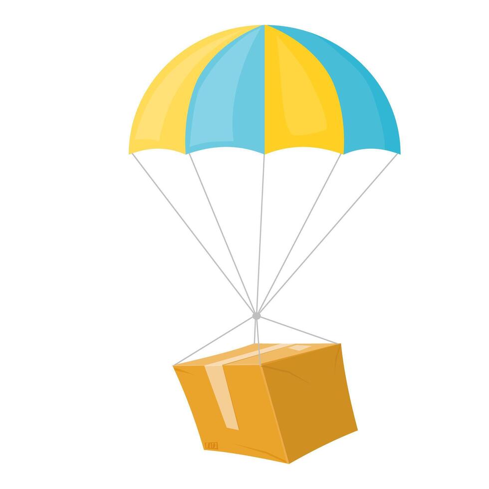 Package Parcel Box Order Delivery Post By Air Parachute vector