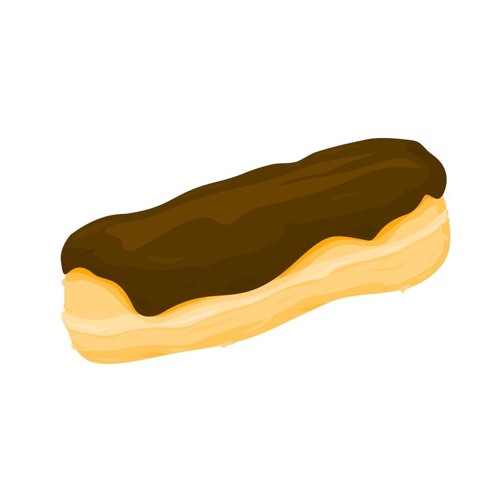 Dessert Chocolate Eclair Color Illustration Icon vector