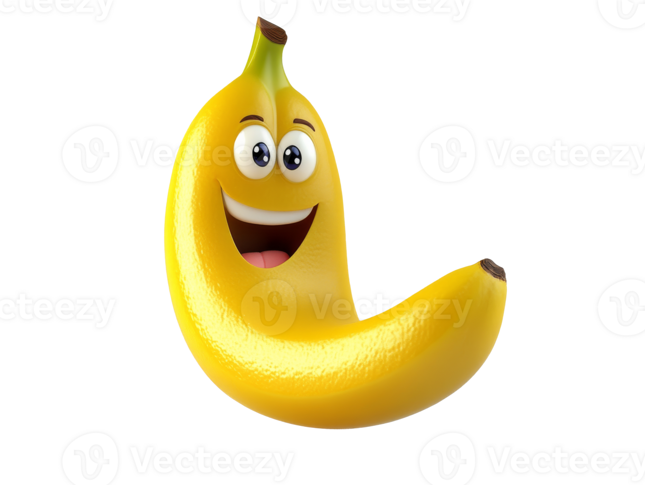 Cheerful banana character with a big smile png