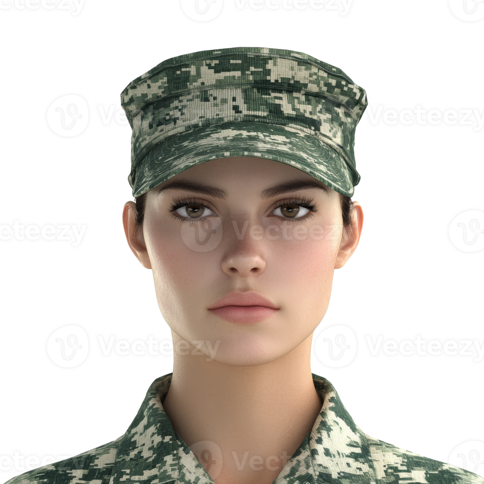 Young soldier in military uniform with cap png