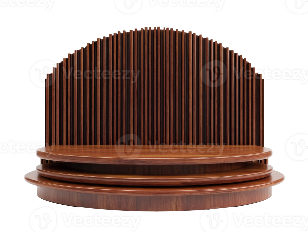 Modern wooden display unit with curved back design png