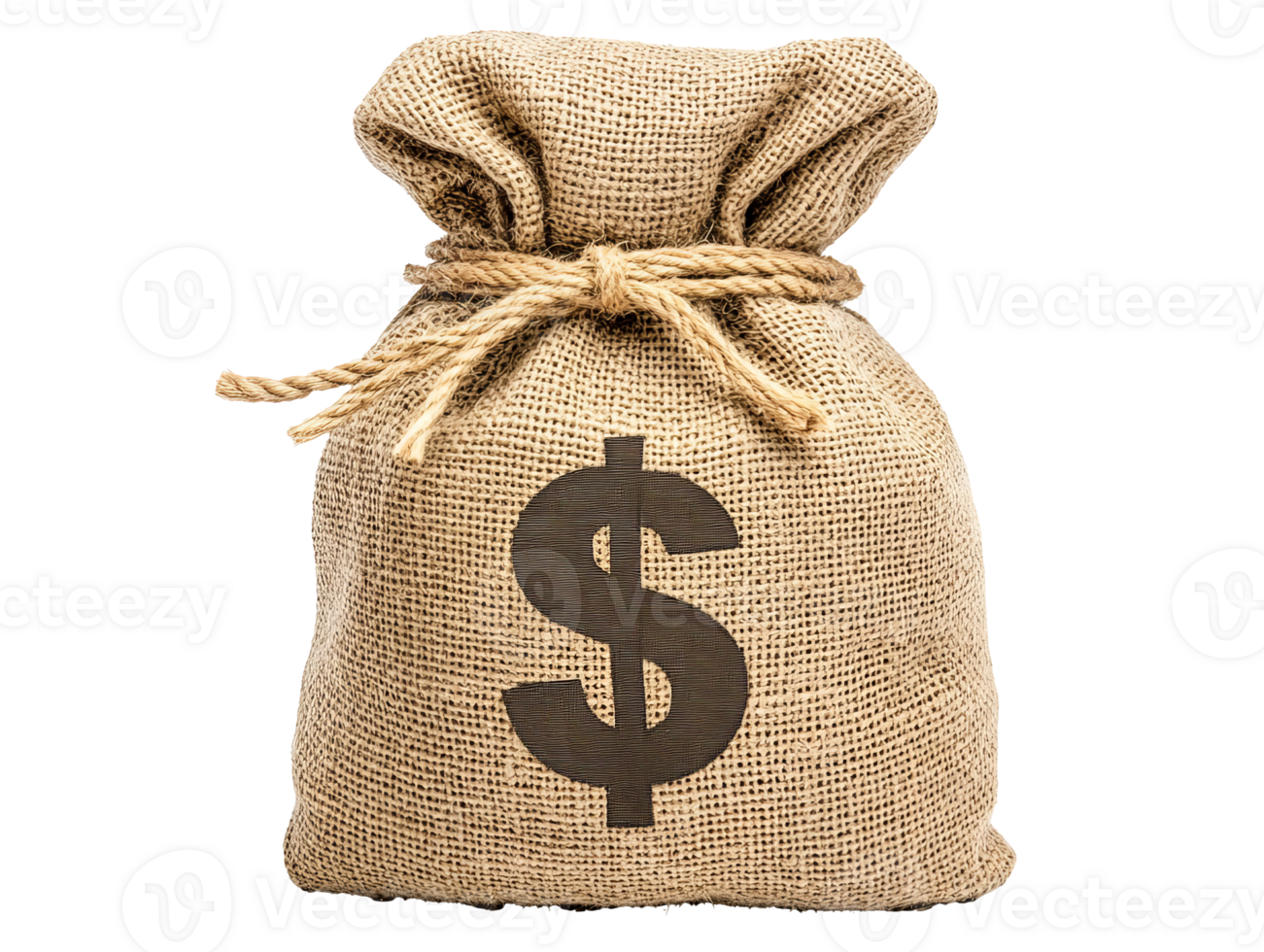 Money bag made of burlap with dollar symbol png