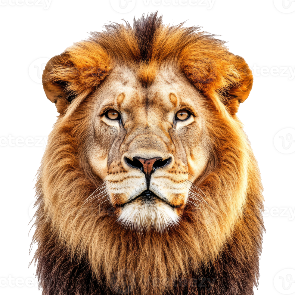 Majestic lion with stunning mane in bright setting png