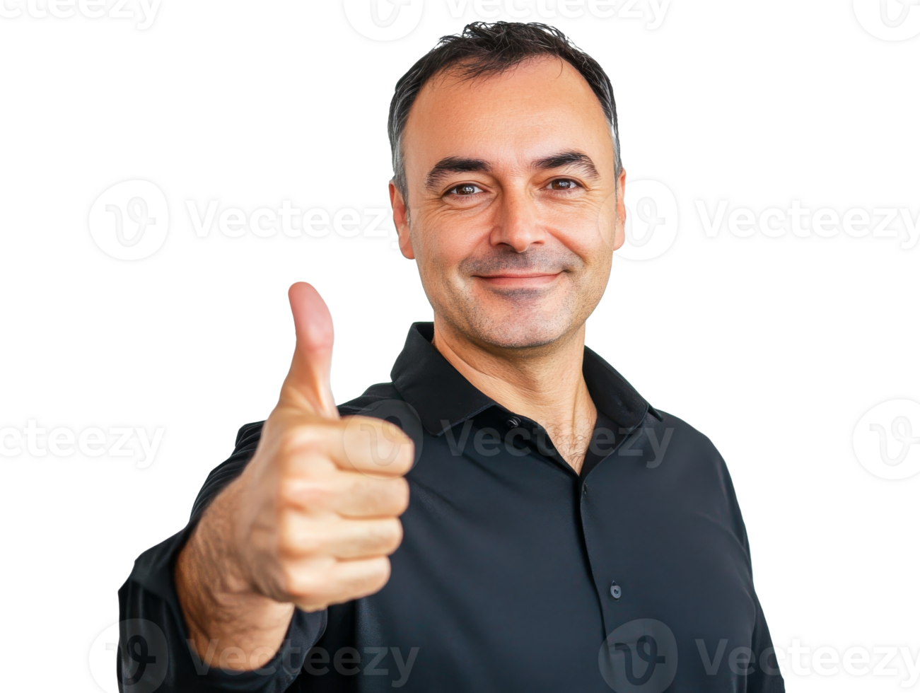 Man giving thumbs up in casual black shirt png