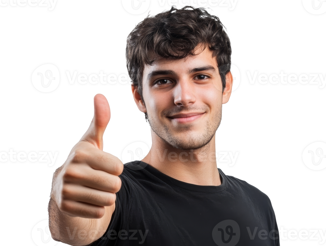 Young man giving a thumbs up gesture with a smile png