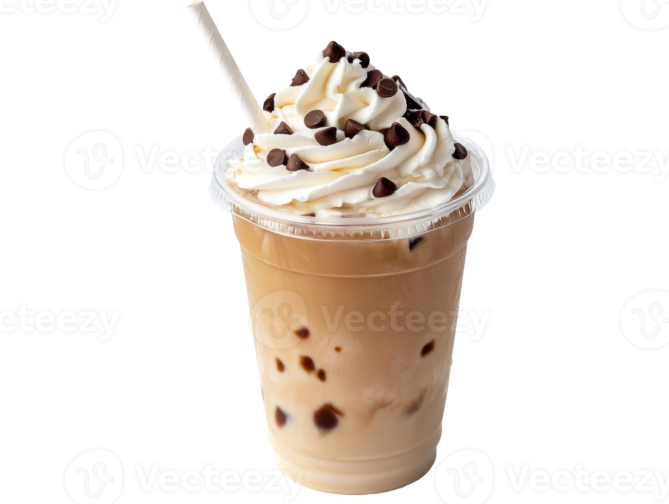Delicious cold beverage topped with whipped cream png