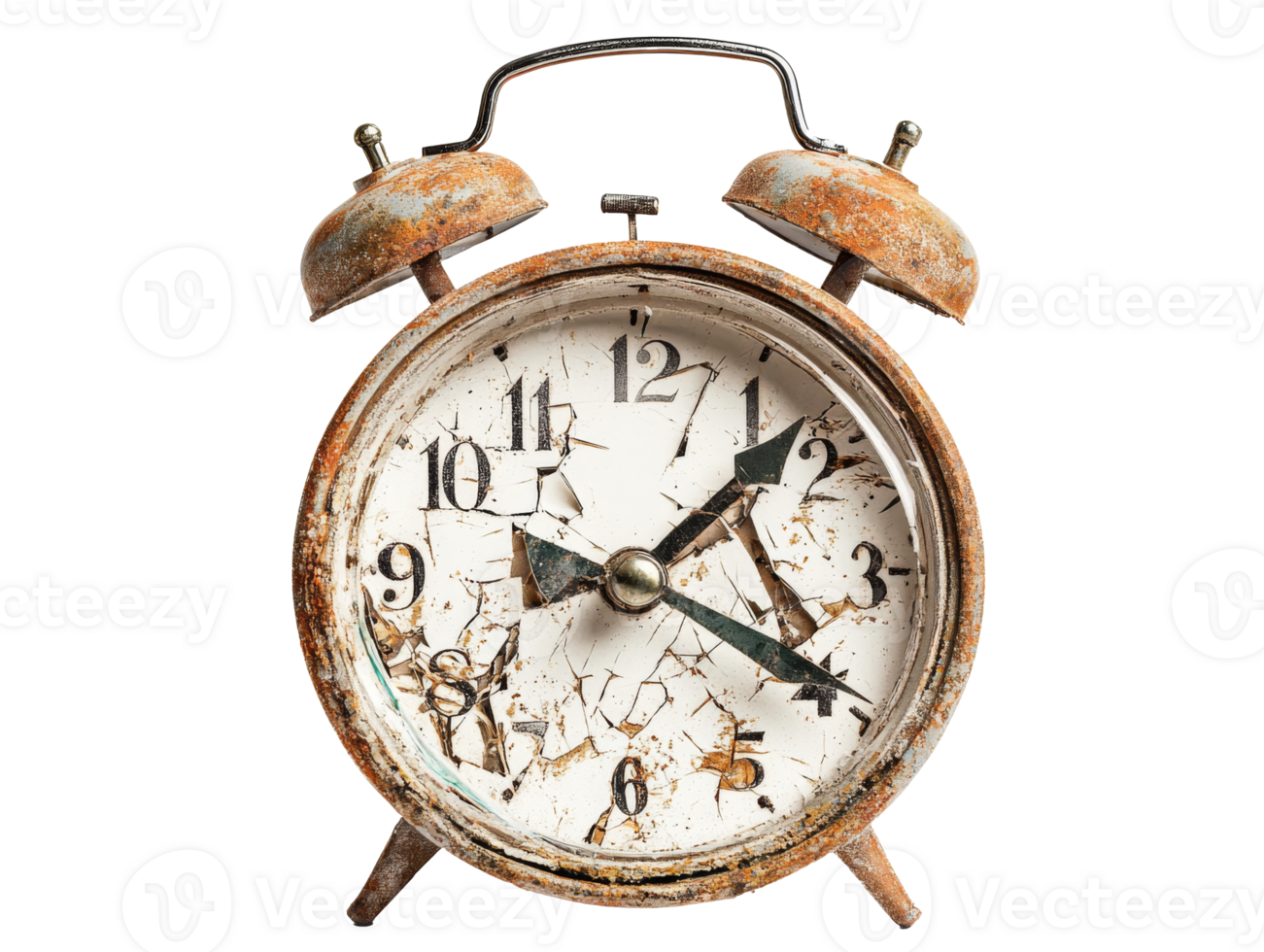 Vintage alarm clock with a rustic design png