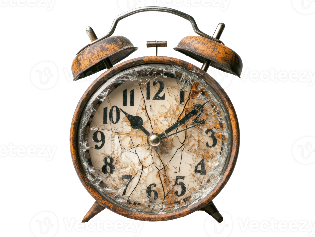 Old rusted alarm clock showing the passage of time png