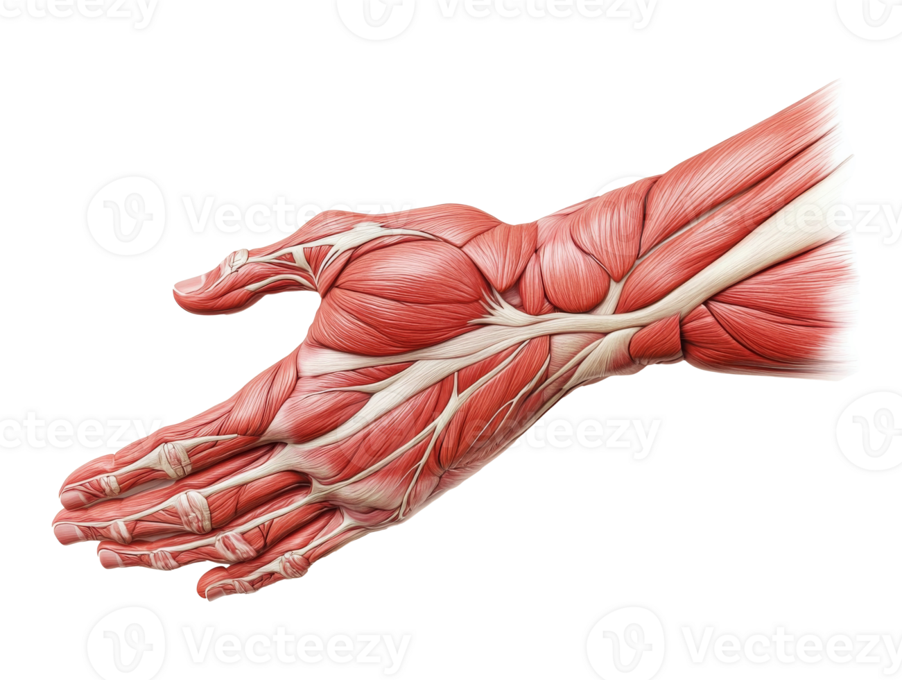 Detailed illustration of human arm muscles anatomy png