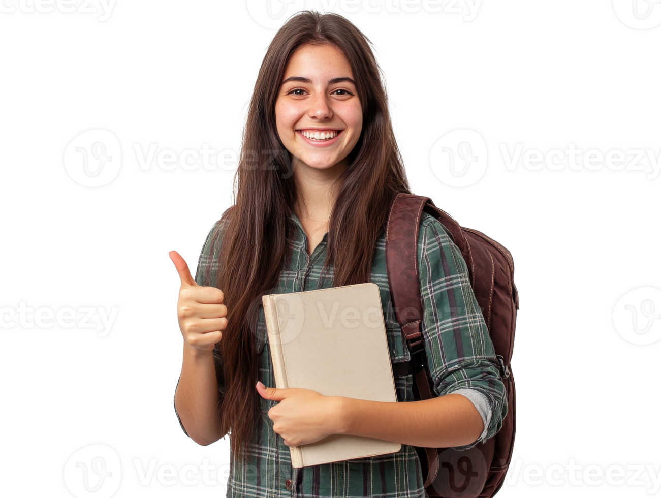 Student expressing happiness while holding a book png