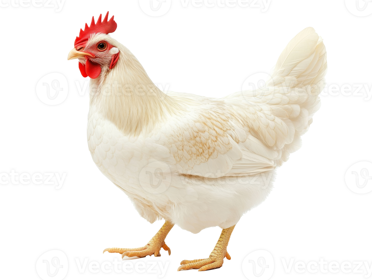 White chicken standing on a plain background png