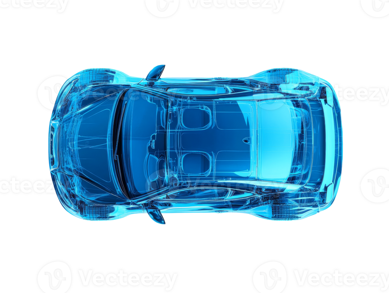 Car design concept in blue digital rendering png