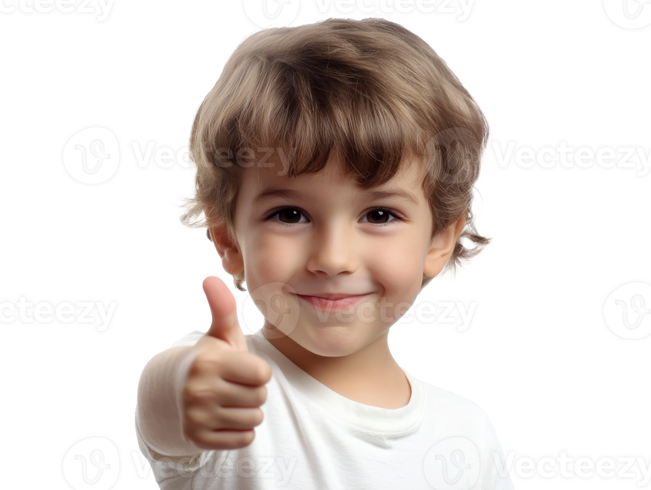 Happy child giving thumbs up indoors with smile png