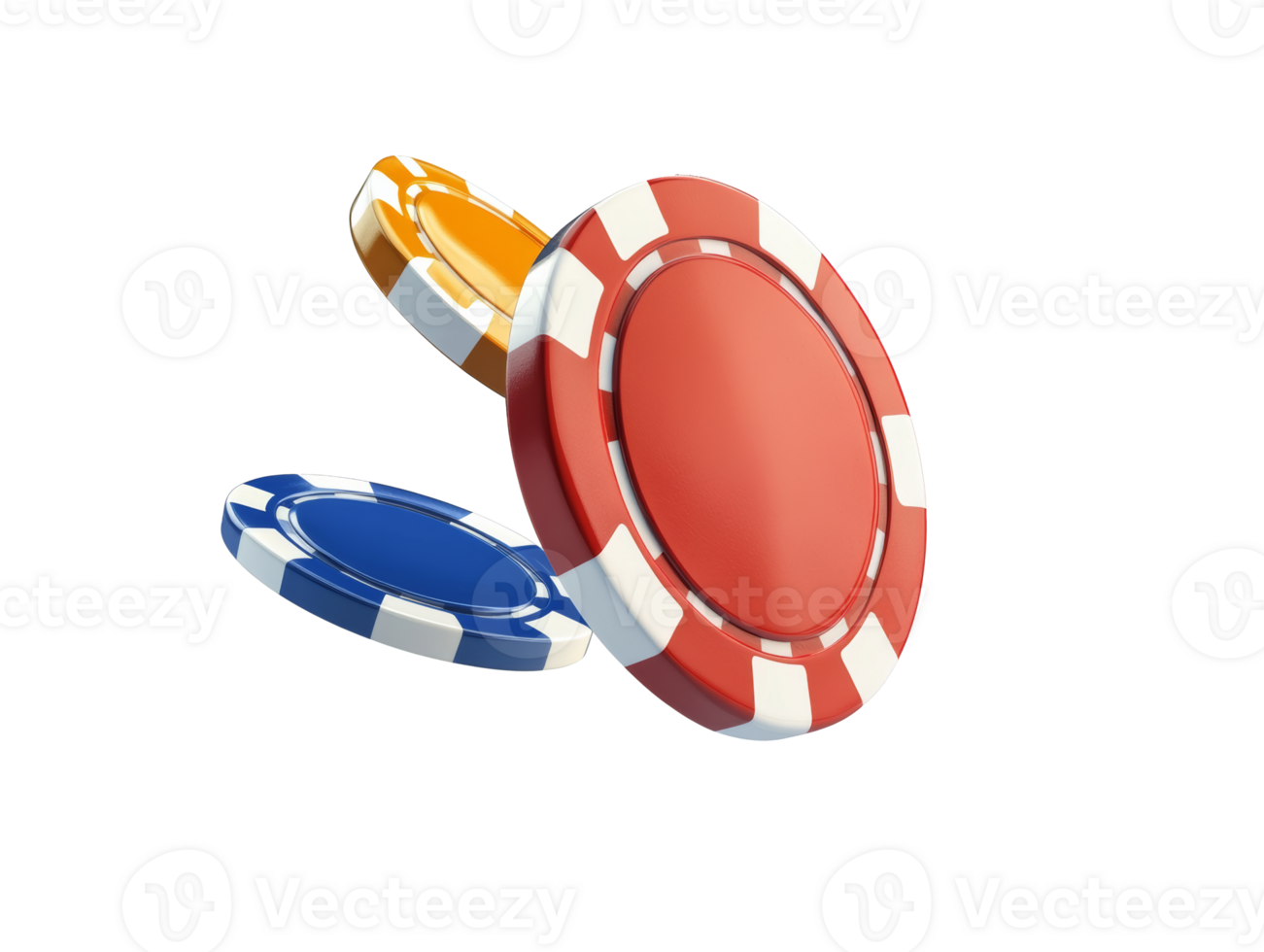 Colorful poker chips stacked on a table png