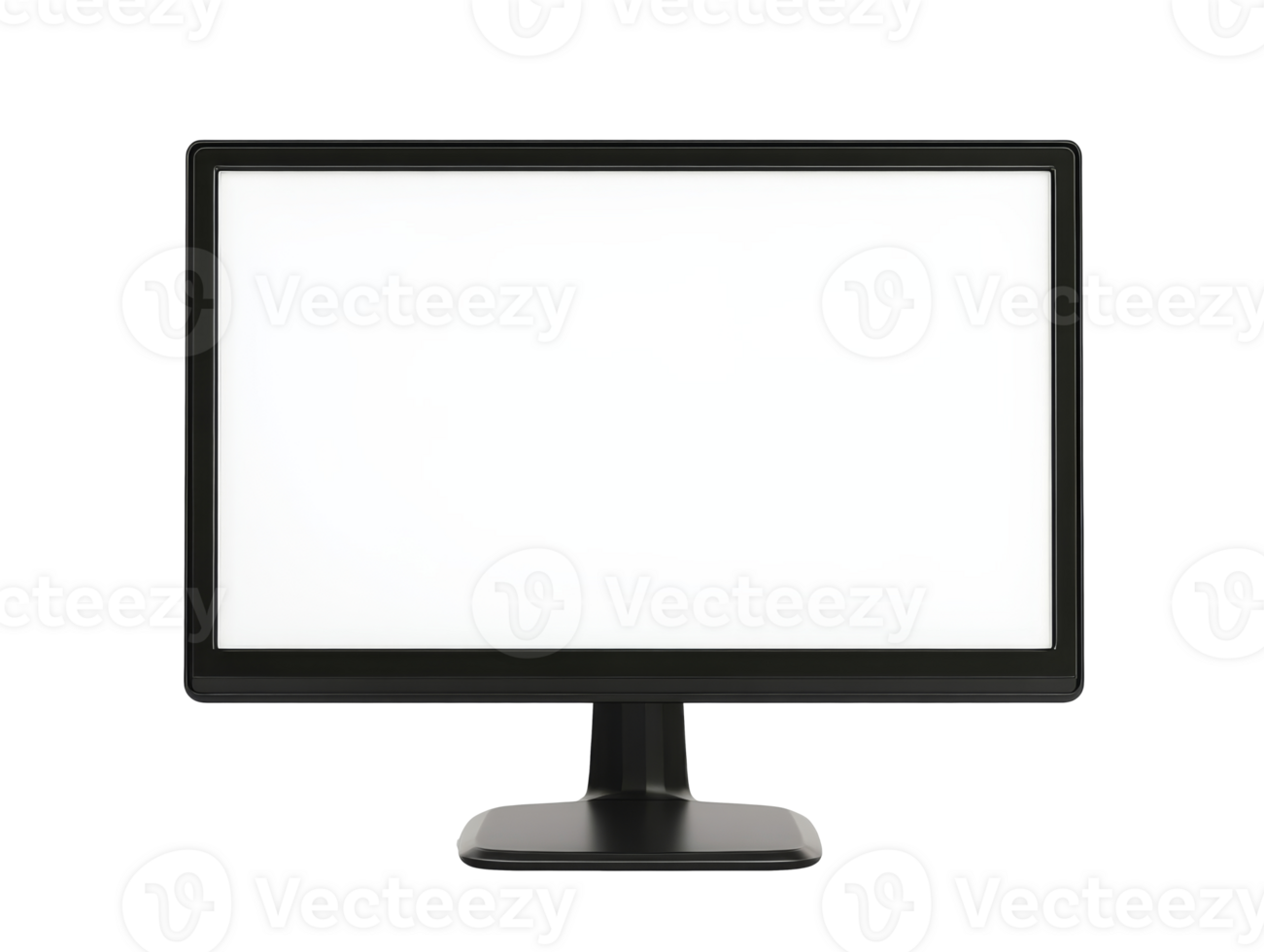 Empty computer screen in a minimal workspace setup png