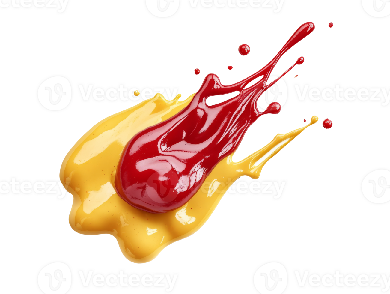 Red and yellow splashes on white png