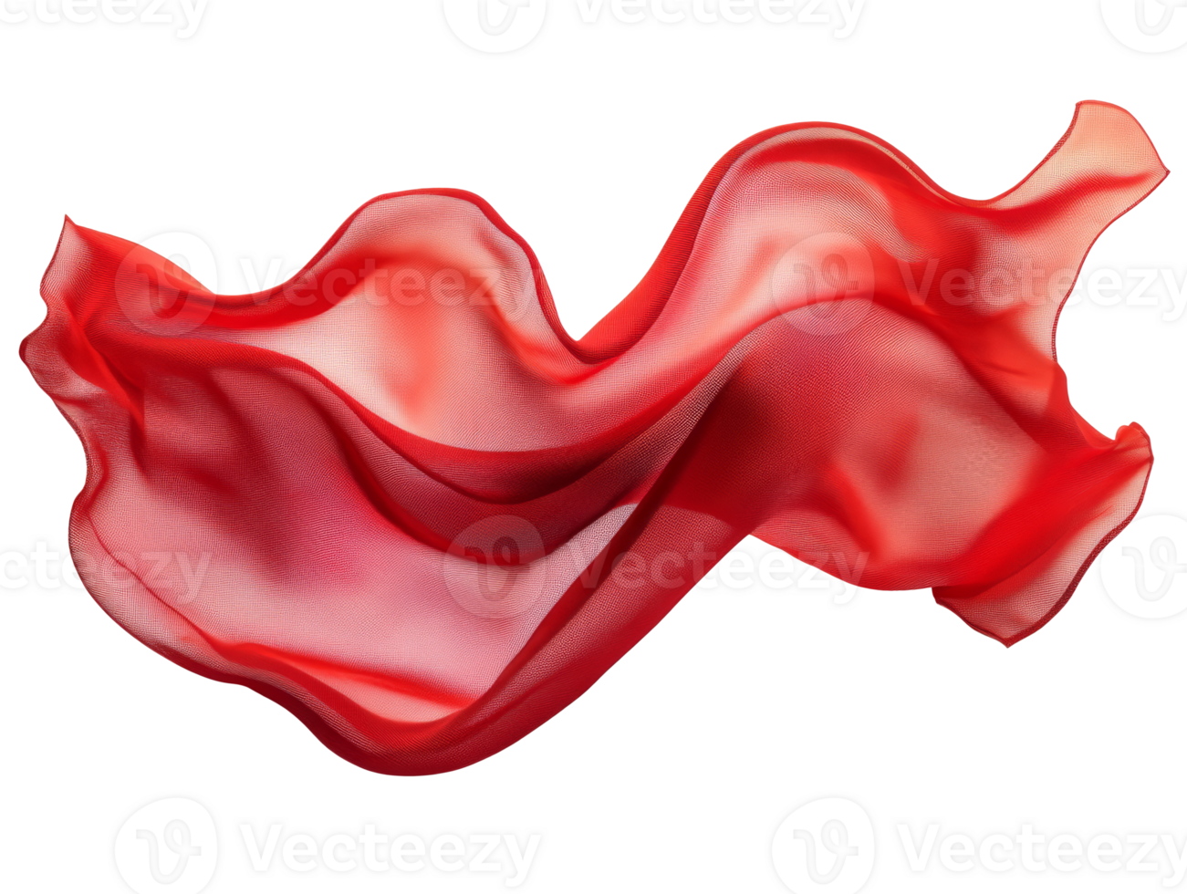 Graceful red silk fabric in the air png