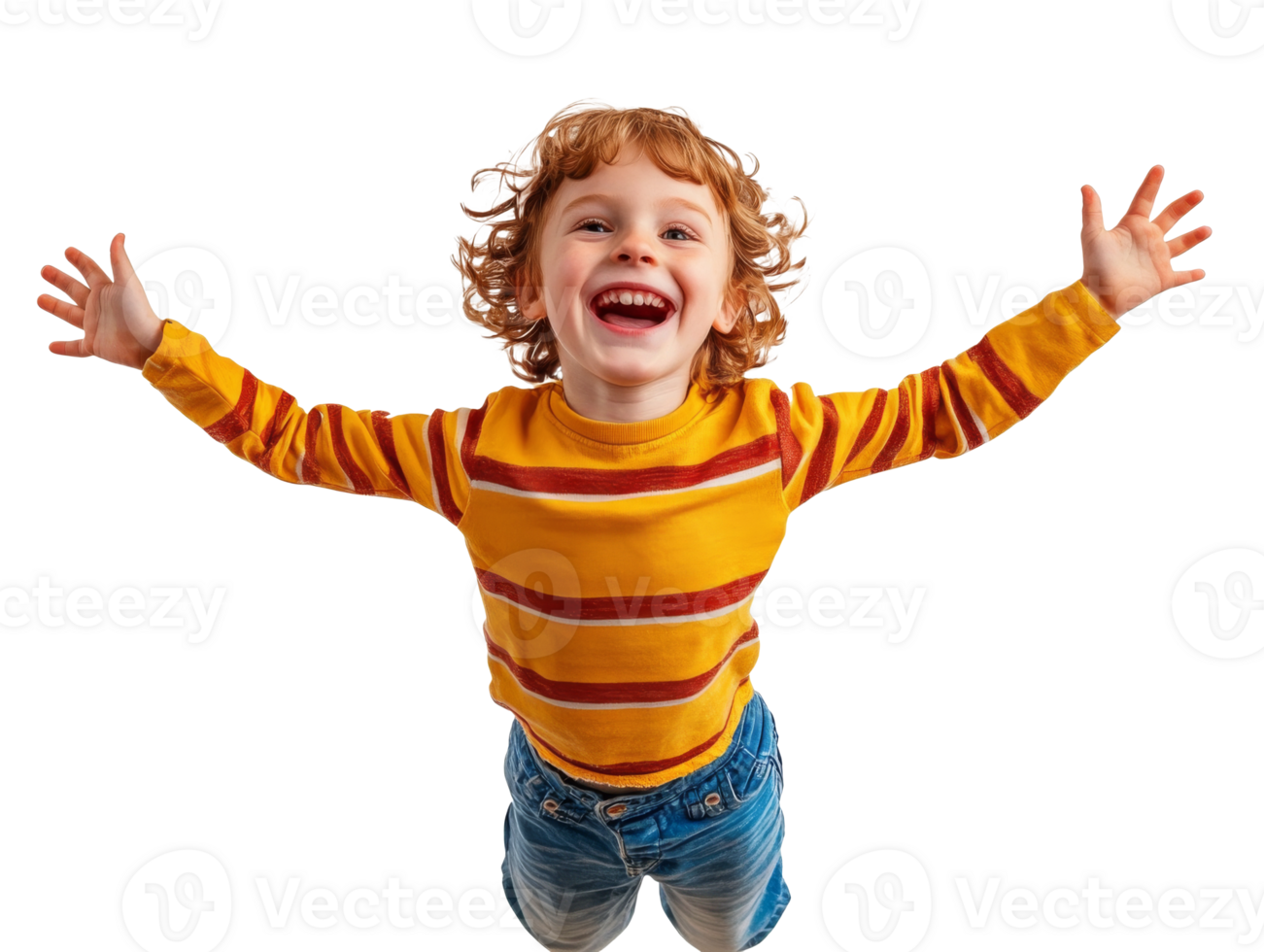 Happy child playing joyfully with arms wide open png