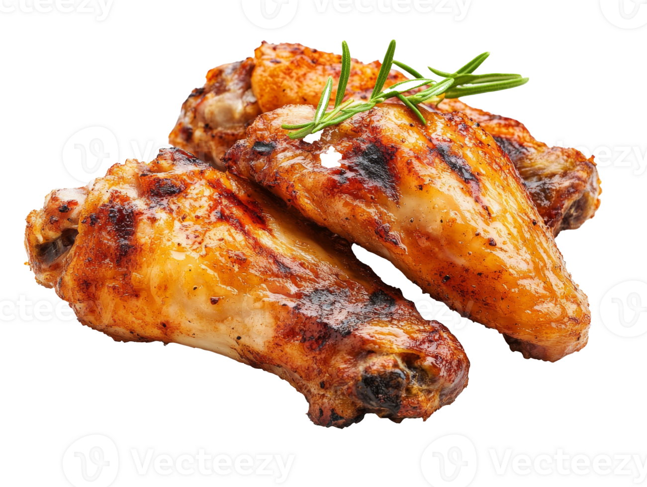 Grilled chicken wings with herbs on a plate png