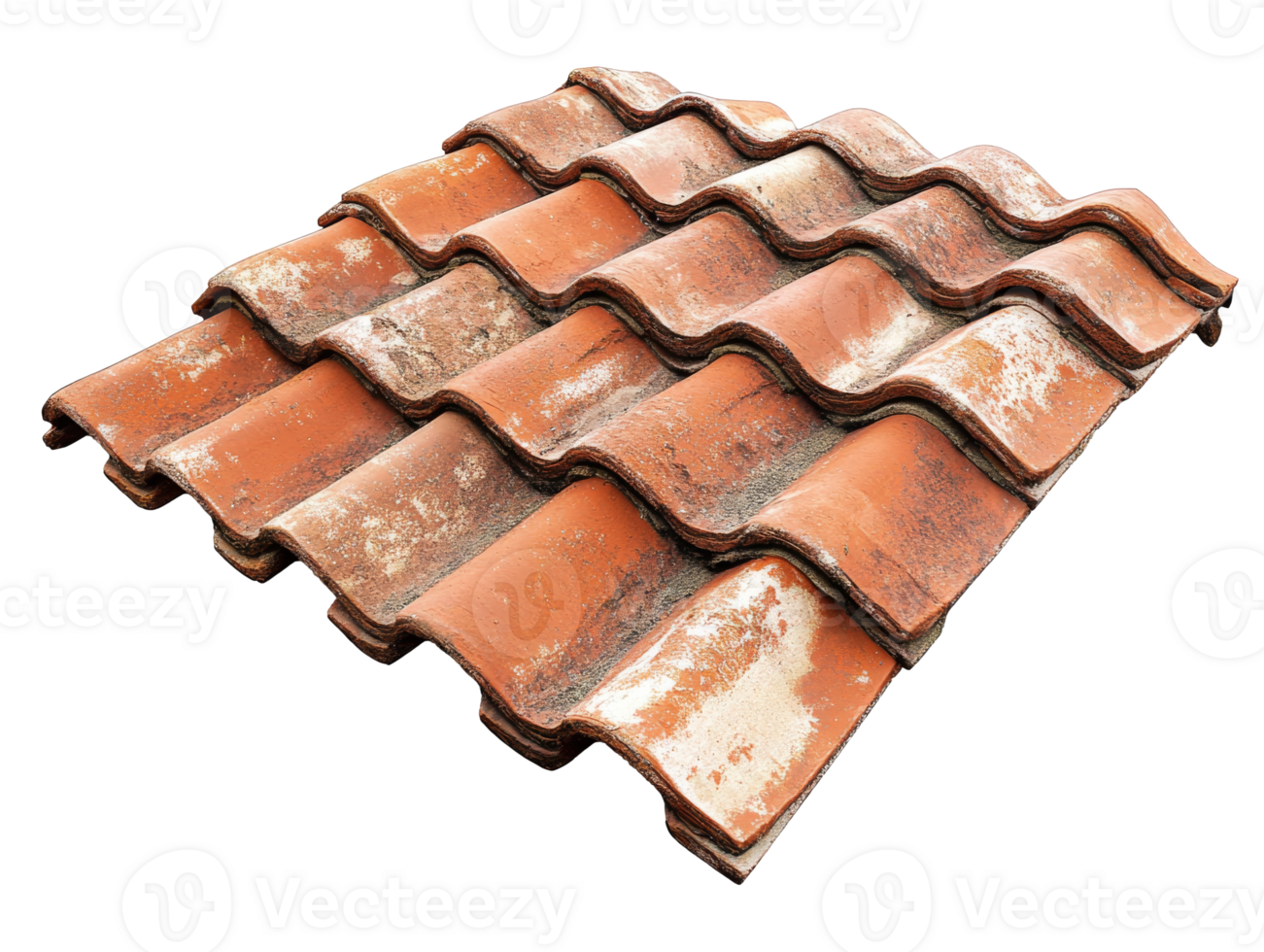 Neatly stacked terracotta roof tiles png