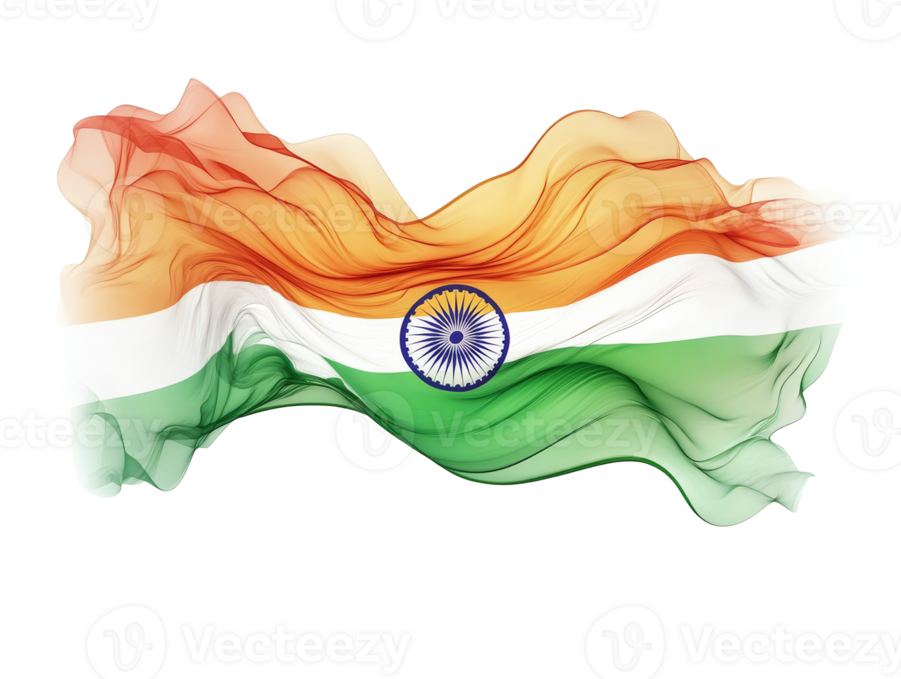 Flowing Indian flag in vibrant colors and design png