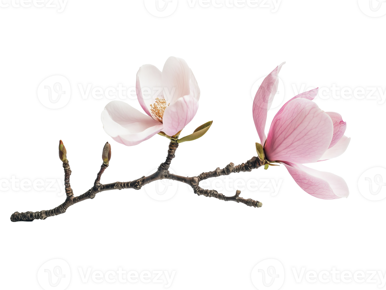 Beautiful magnolia flowers on a branch in bloom png