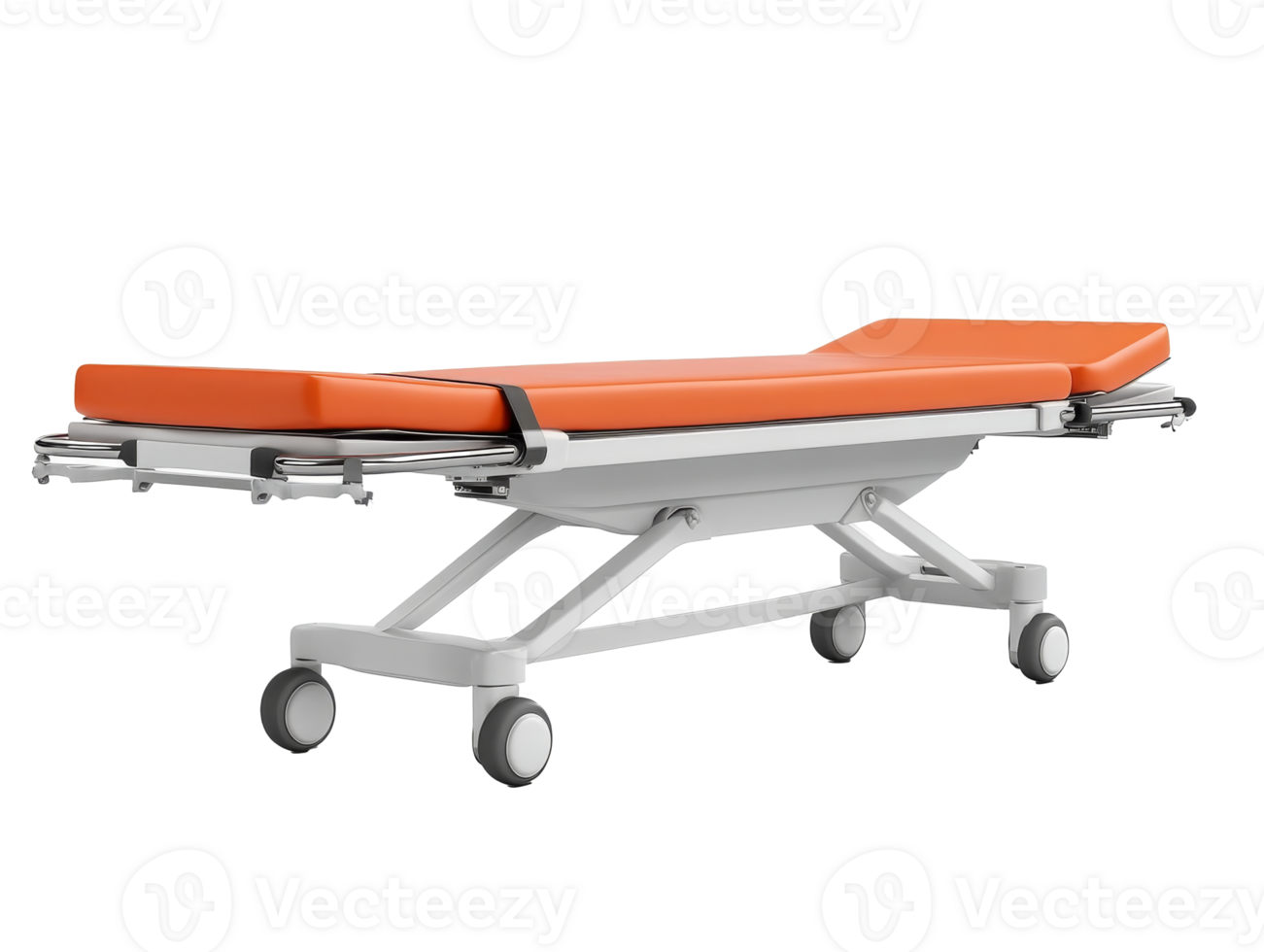 Orange padded modern medical stretcher png