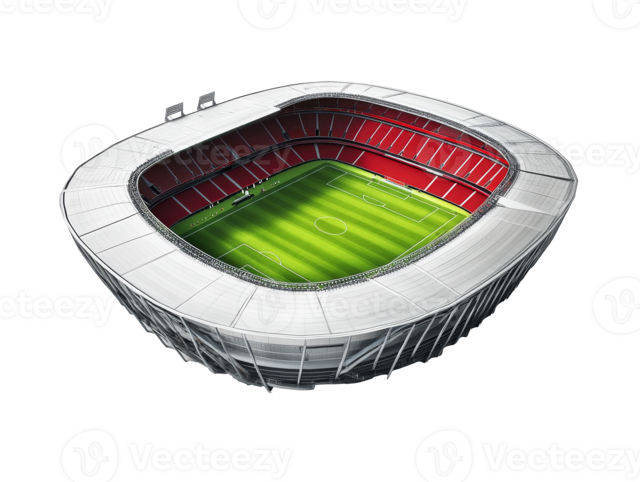 Vibrant seating in modern soccer stadium png