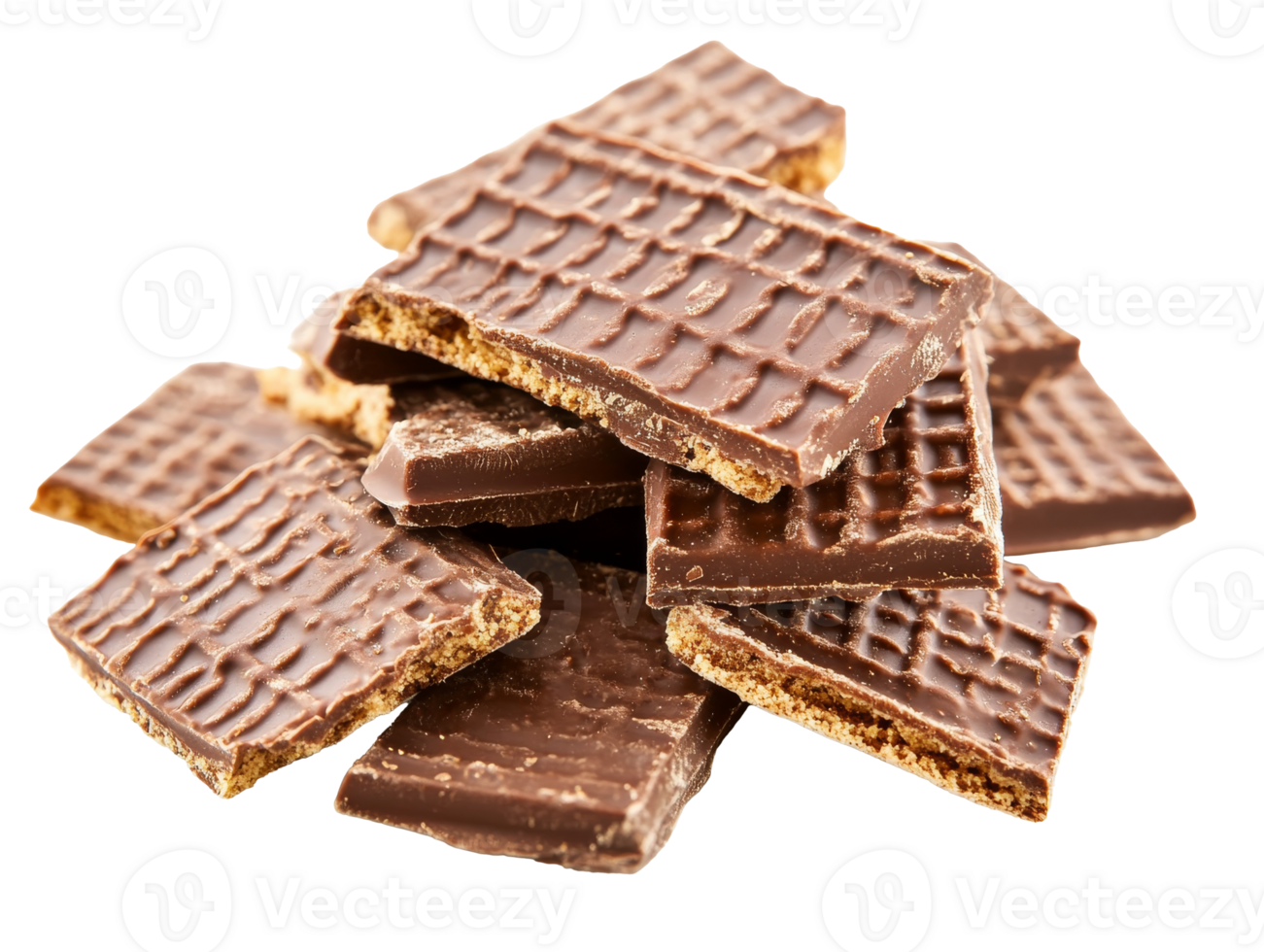 Stacked chocolate wafers in a heap png