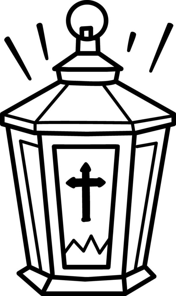 Religious lantern icon in doodle style vector