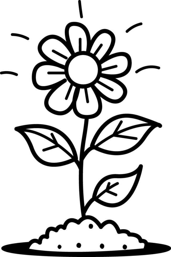 A hand drawn icon of blooming flower vector