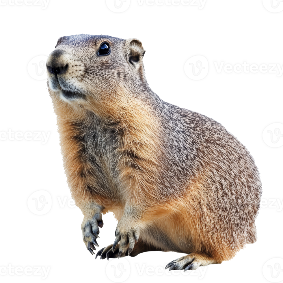Cute marmot standing alert in nature png