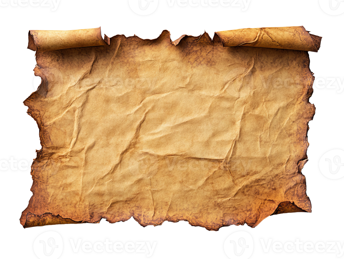 Old parchment scroll with rough edges and texture png