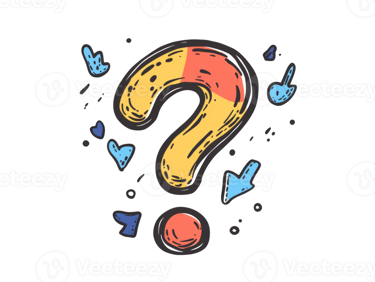 Question mark with colorful design and arrows png