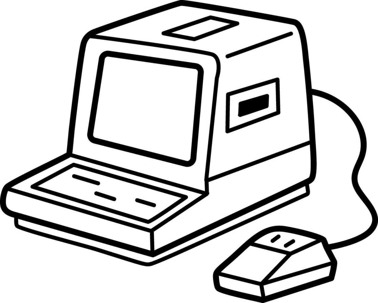 A hand drawn icon of a monitor vector