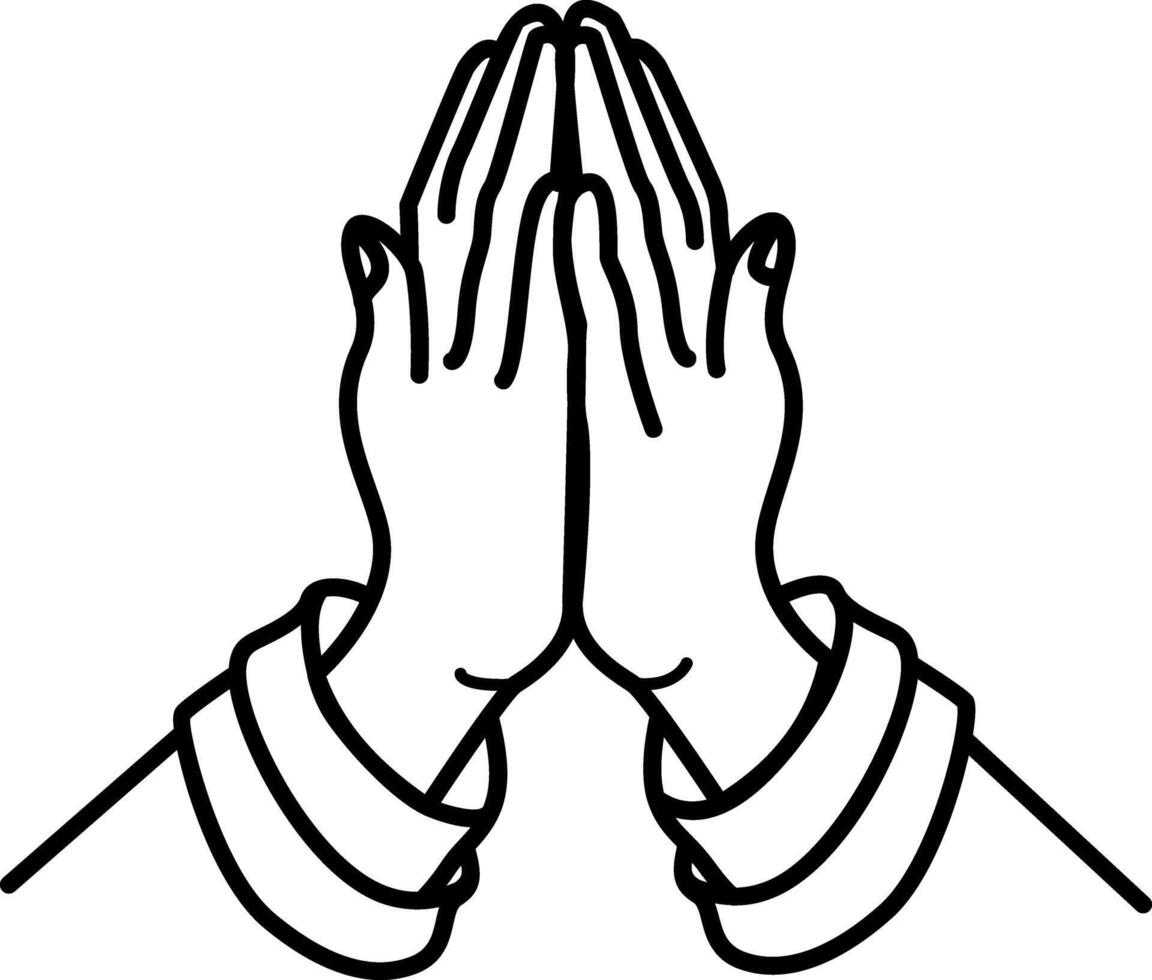 Prayer hands icon in doodle style vector