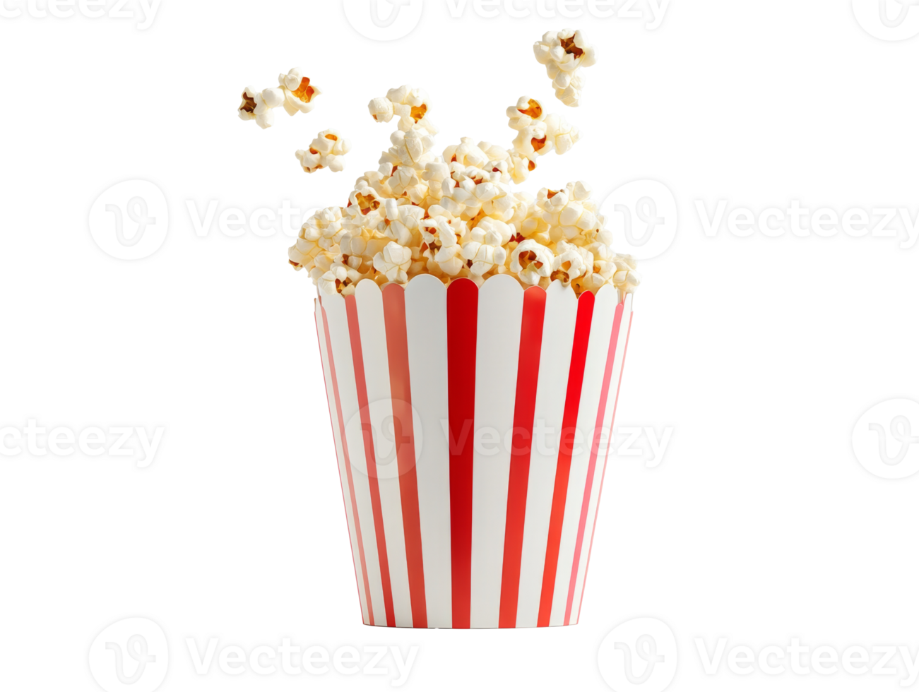 Striped container overflowing with popcorn png