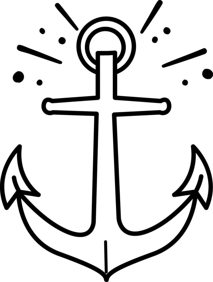 A hand drawn icon of holy anchor vector